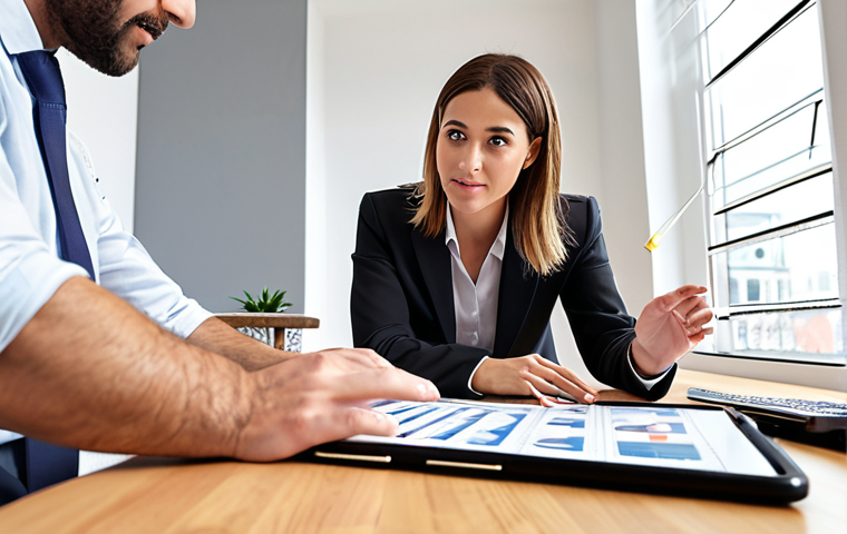 **A property consultant advising a client, showcasing market trends and investment opportunities.** (Focus: Professionalism, Trust, Growth)
