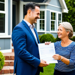 Professional Real Estate Transaction**

*   **Subject:** A real estate agent (male or female, appropriate attire) shaking hands with a family in front of a modest home.
*   **Setting:** Sunny day, suburban neighborhood.
*   **Details:** Agent holding documents (representing transparency). Family smiling, appearing relieved and happy. House is well-maintained and inviting.
*   **Style:** Professional photography, bright and clean, emphasis on trust and security.
*   **Safety:** Fully clothed, appropriate content, professional, modest, family-friendly, safe for work, perfect anatomy, natural proportions, well-formed hands, proper finger count, natural body proportions.

**